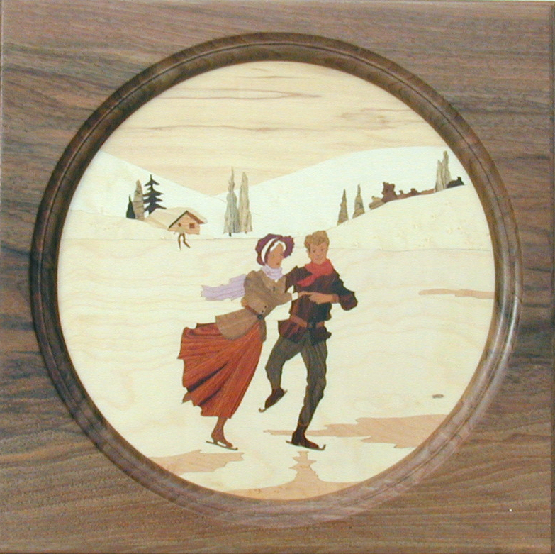 Les patineurs, romance 1900 37x37 cm               